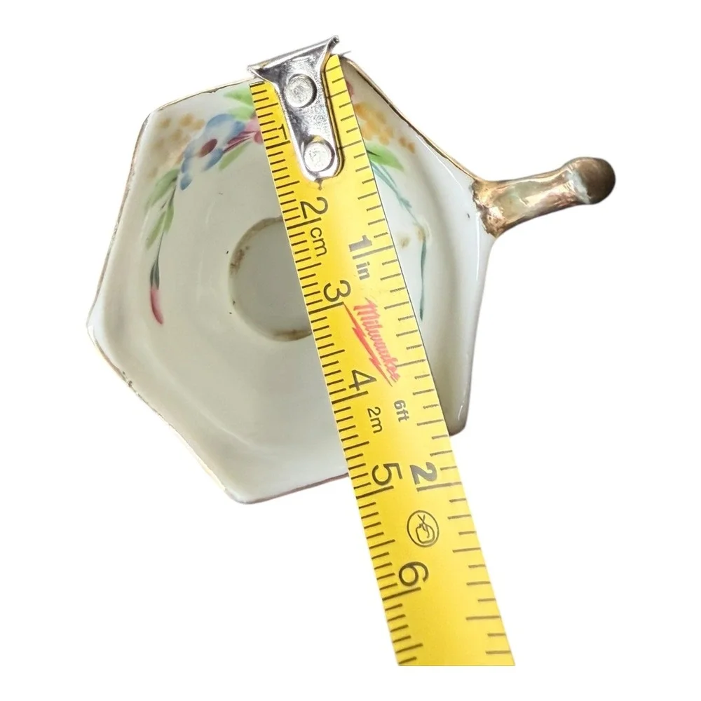 Occupied Japan Tea Cup Saucer Set Vintage‎ Hexagonal Floral Porcelain Gold Trim